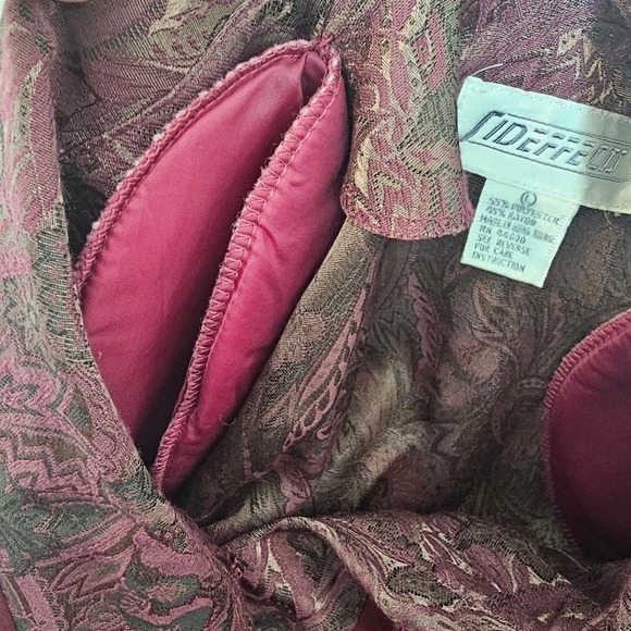 Vintage 80s Side Effects Sweater Large Collared Burgundy Paisley Crossover Retro - Picture 7 of 9